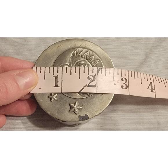 Round Sun Face Star Celestial Bohemian Trinket Jewelry Lidded Box Canister 3D - Picture 7 of 8